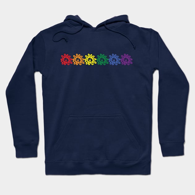 Six Daisy Smiley Faces Pride Rainbow Color Hoodie by ellenhenryart